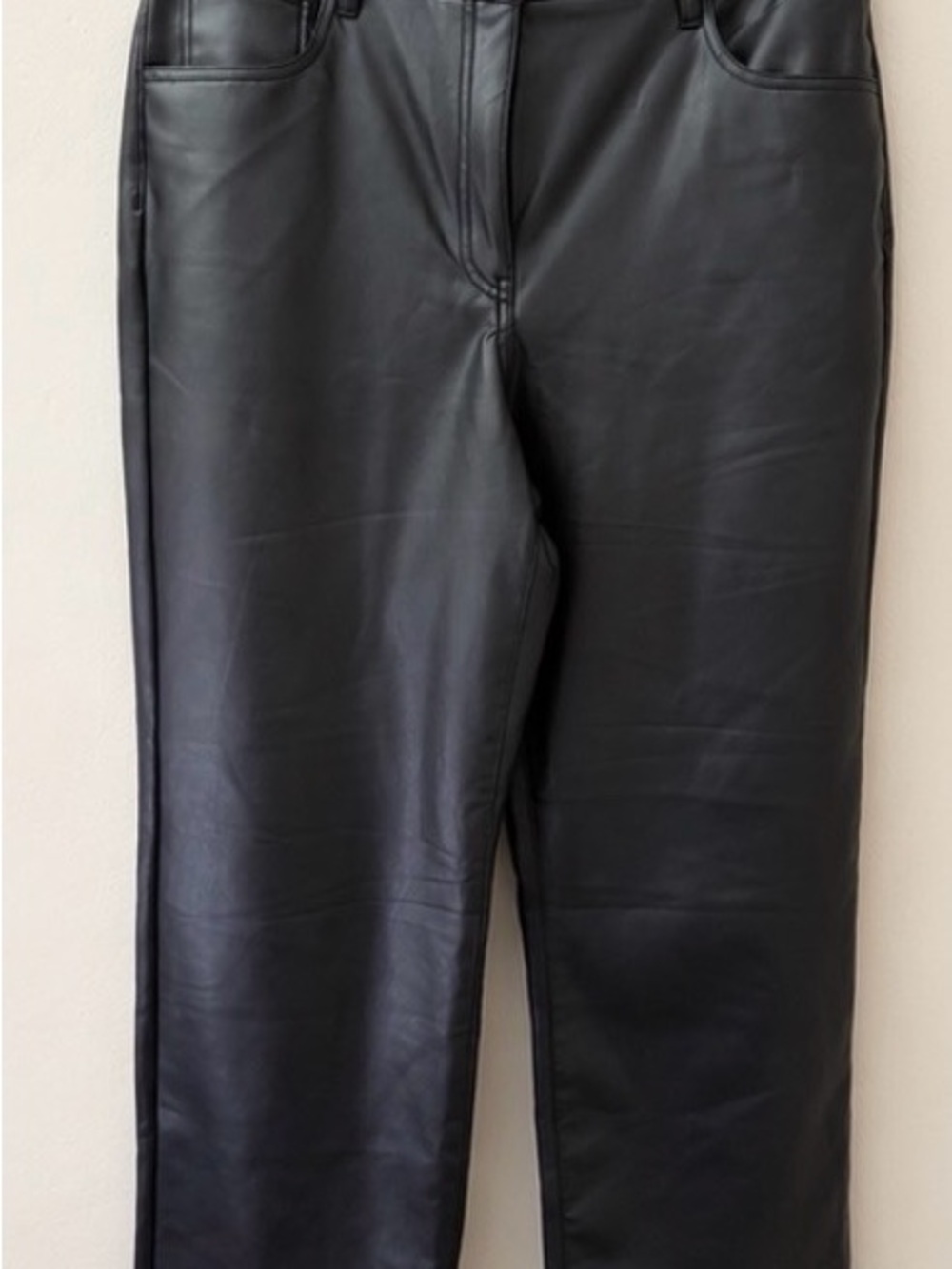 Reitmans Black Faux Leather Straight-Leg Women's Pants